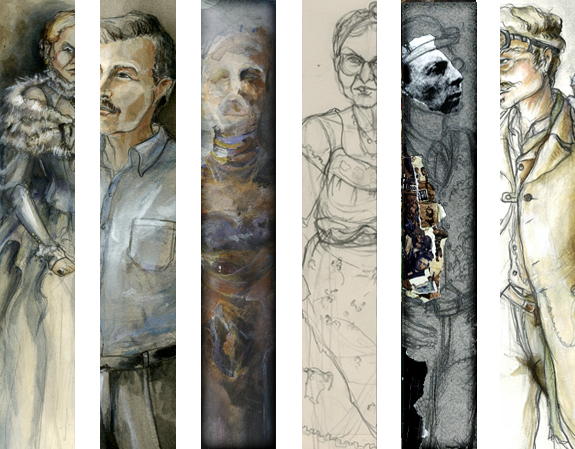 David B Hyman home page collage (samples of design work and illustrations)